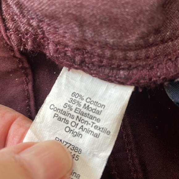 Madewell High Riser Skinny Brushed Cotton Maroon Burgundy Pants Women’s 26 - Picture 7 of 8